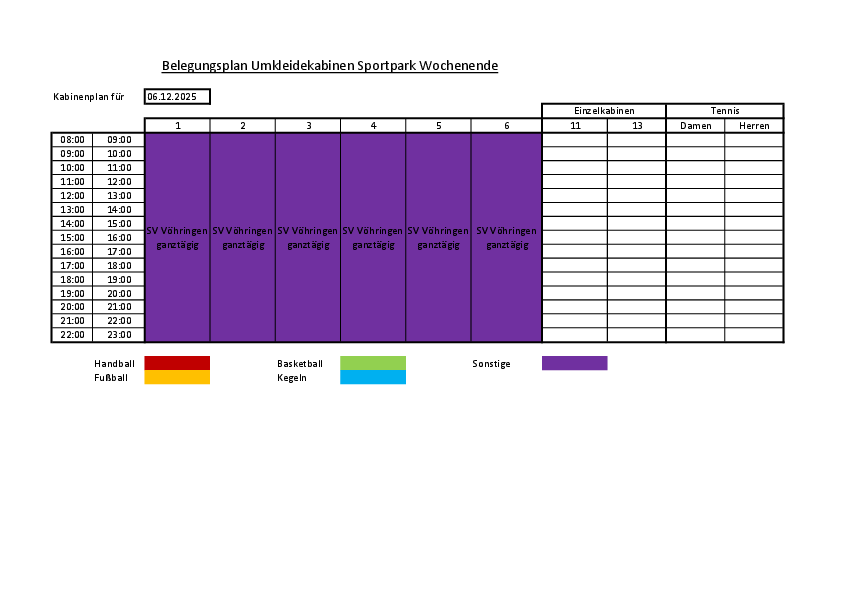 Belegung Umkleiden Dezember '25