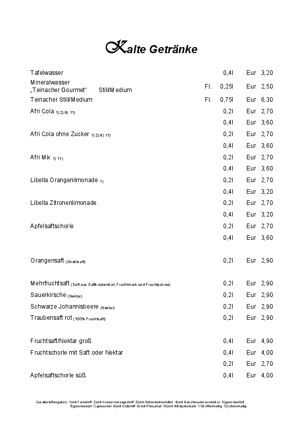 alkoholfreie Getränke